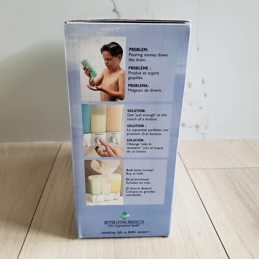 Clear Choice The Dispenser 3 Sections Shampoo Soap + Better Living Products NIB